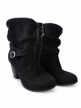 Torrid Black Knit Cuff Buckle Ankle Boots Women’s Size 10WW
